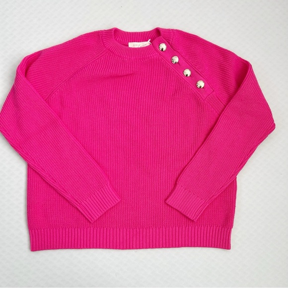 sezane • gary sweater pink creation magnolia button neck 100% organic cotton • s - Picture 5 of 10